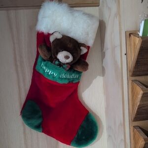 Plush Teddy Bear Christmas Stocking Prima Creations Happy Holidays
